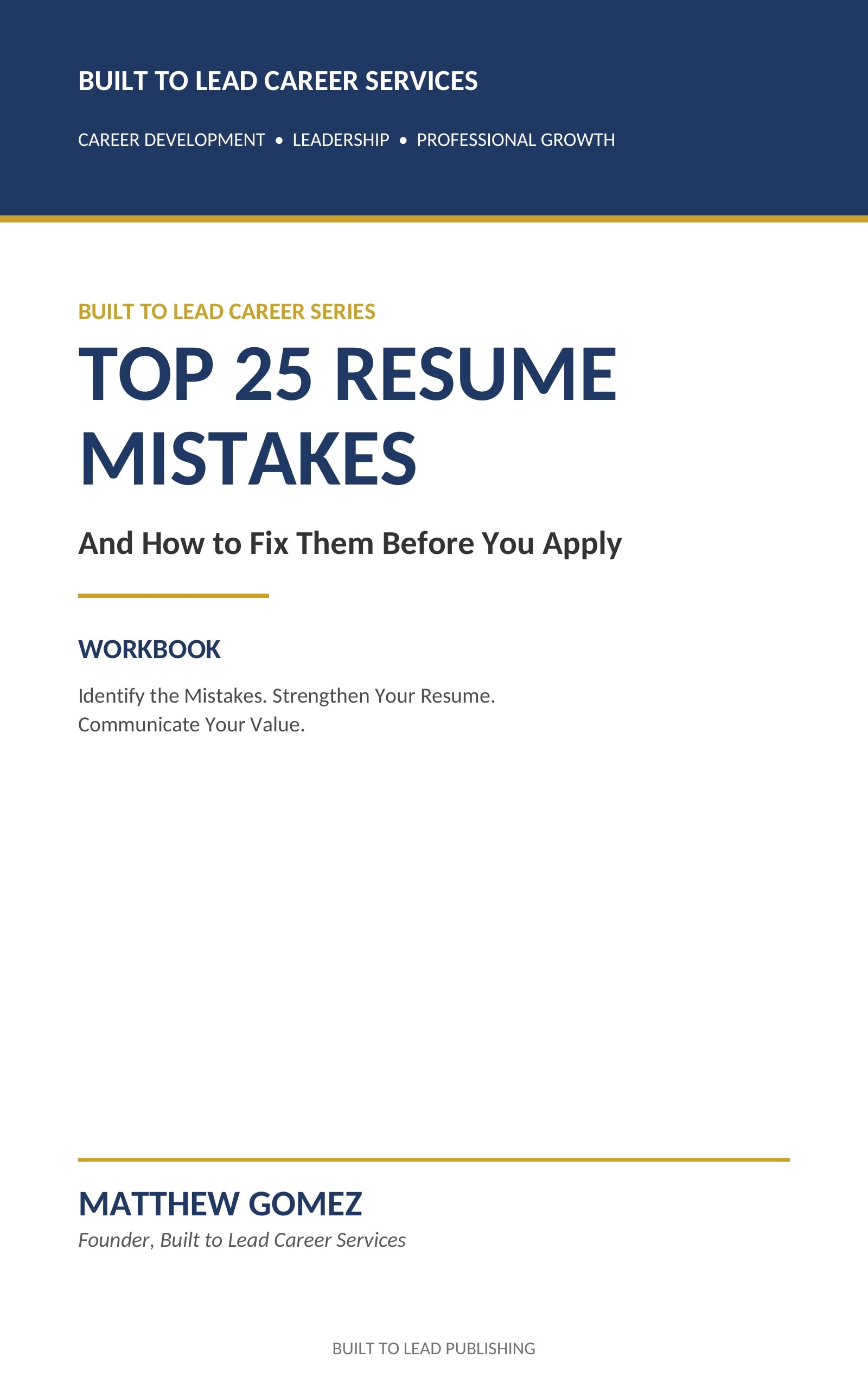 Top 25 Resume Mistakes Workbook cover by Matthew Gomez